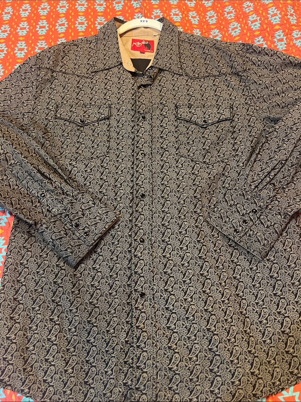 RODEO CLOTHING COMPANY Black Paisley Button-Down Shirt